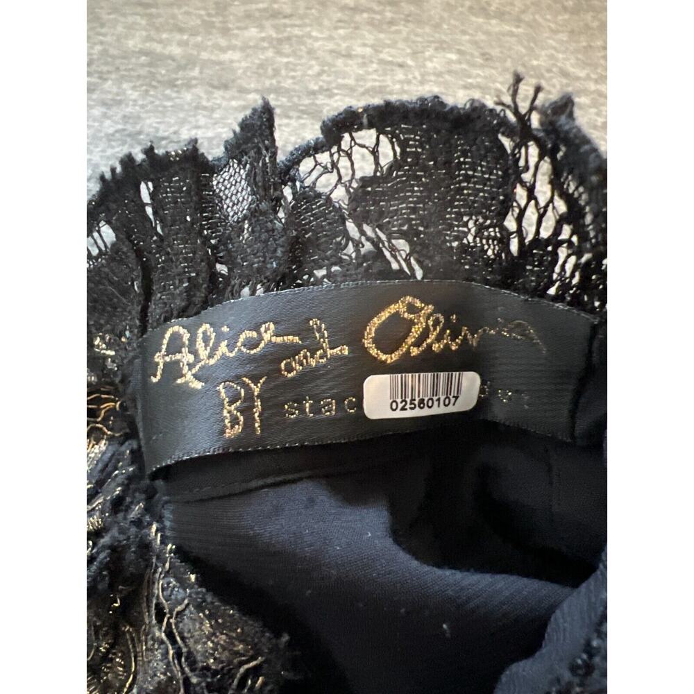 $1300 Alice + Olivia Tahara Gold Metallic Ruffle Sleeve Tiered Maxi Dress Gown S - Picture 11 of 13